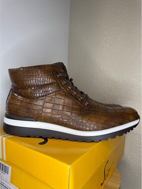 SIO Men’s Brown Crocodile Embossed Dress Boots Size 10 New in Box NWB